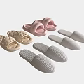 Comfortable Indoor Slippers in Pastel Pink Beige and White with Textured Soles and Simple Design