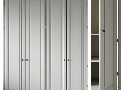 Modern White Chest of Drawers With Cabinet Doors And Open Shelves Design 3d model