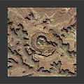3D Topographic Terrain Model With Detailed Mountain Ranges And Valley Formations On White Base