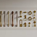 Various Decorative Metal Door And Cabinet Handles Different Styles And Finishes In White Frame