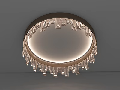 Modern Round Crystal Chandelier With Hanging Crystal Pendants And Soft Illumination 3d model