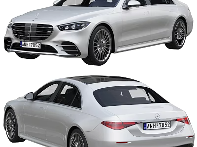 White Sedan Car Front And Rear View With License Plate NH 7839 3d model