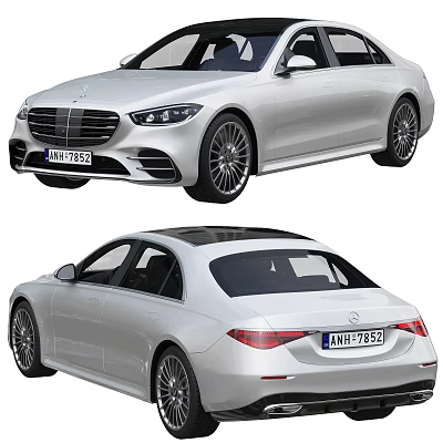 White Sedan Car Front And Rear View With License Plate NH 7839 3d model