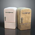 Vintage Retro Style Desktop Computers White and Gold Classic Models 3d model