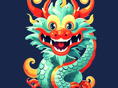 Vibrant Traditional Cartoon Dragon With Colorful Scales Curled Body Friendly Face 3d model