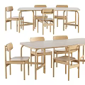 Light Wooden Modern Dining Table Set With Four Simple Chairs For Home 3d model