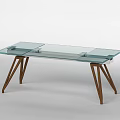 Modern Dining Table With Glass Top And Wooden Tapered Legs Design