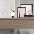 Modern Light Gray Wardrobe Design With Full Length Mirror And Dresser Top Photo Frames