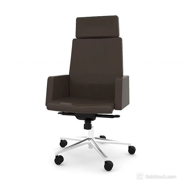 Comfortable Brown Office Chair With Ergonomic Armrests And Modern Swivel Casters 3d model 