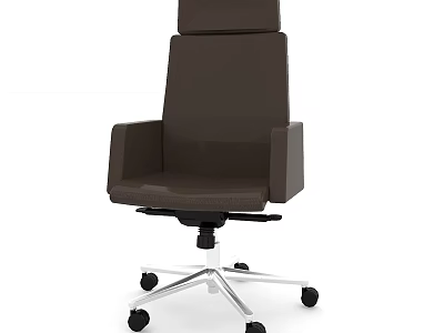Comfortable Brown Office Chair With Ergonomic Armrests And Modern Swivel Casters 3d model