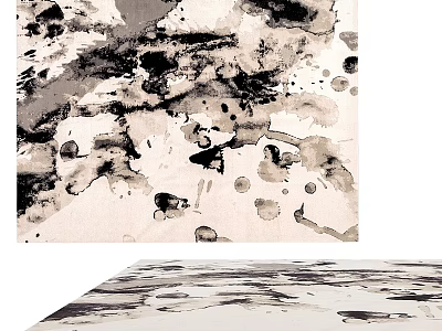 Square Rug With Abstract Black And White Ink Splatter Patterns Design 3d model