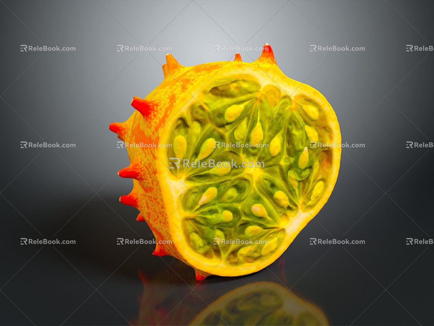 Spur Horn Melon Spur Melon African Spur Horn Melon African Spur Horn Melon Strange Fruit Horn Melon Fruit Realistic 3d model