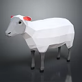 Low Poly Sheep Character With White Body Red Ears And Gray Legs