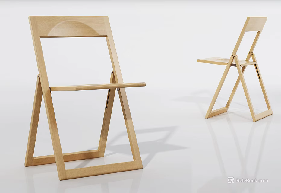 Wooden Folding Leisure Chair With Simple Design Lightweight Frame And Smooth Structure 3d model 