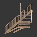 Wooden Staircase Components With Straight Designs Handrails And Step Models 3d model