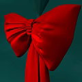 Elegant Decorative Ornament Set With Red Bow On Stand And Green Background