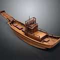 Vintage Handcrafted Wooden Boat With Classic Deck And Railing Details