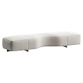 Modern Ottoman Design With Light Fabric Curved And Dark Leather Sectional Styles