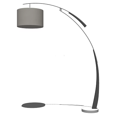 Modern Floor Lamp With Curved Metal Stand And Gray Fabric Lampshade For Home Decor 3d model