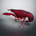 Vibrant Red Lobster Crawler 3D Model In Dynamic Pose With Extended Claws And Reflective Surface 3d model
