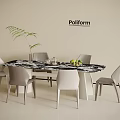 Modern Poliform Dining Table Set With Marble Top And Matching Chairs 3d model