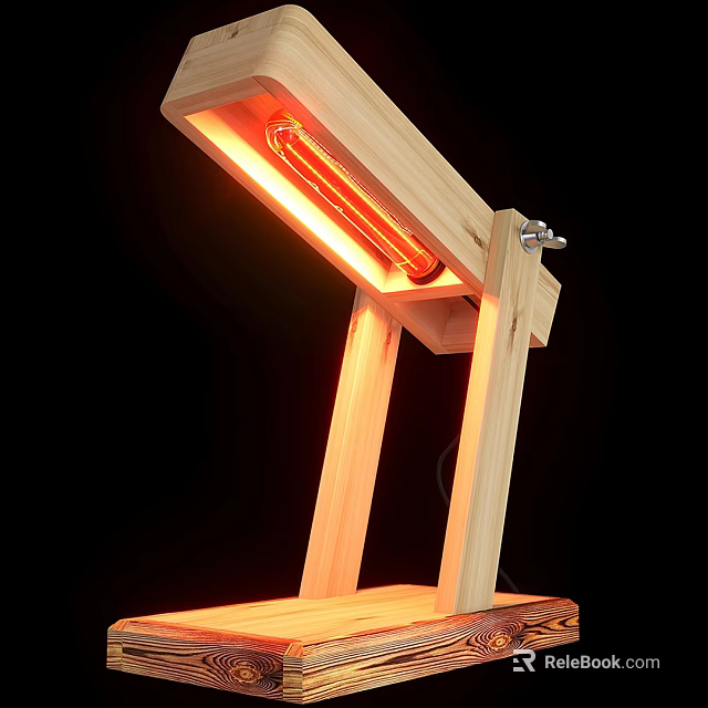 Wooden Table Lamp With Warm Orange Light And Minimalist Design For Home Decor 3d model 