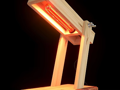 Wooden Table Lamp With Warm Orange Light And Minimalist Design For Home Decor 3d model