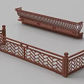 Traditional Wooden Fence With Intricate Carved Lattice Design And Decorative Posts