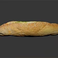 Baked Stuffed Baguette With Green Herb Filling And Sesame Seeds On Black Background