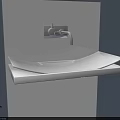 Sleek Modern Wall Mounted Washbasin With White Countertop Silver Faucet And Green Plant