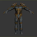 Full Body Medieval Style Metal Armor With Golden Accents And Protective Design
