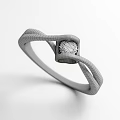 Elegant Silver Ring With Twisted Band And Round Cut Sparkling Diamond