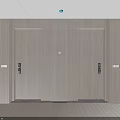 Hotel Corridor With Modern Wooden Elevator Doors And Elegant Wall Lighting 3d model