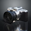Sleek Digital Camera With Silver Black Body And Large Lens Design 3d model