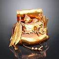 Golden Daily Necessities Collection With Feather Small Bottle Beads And Scroll