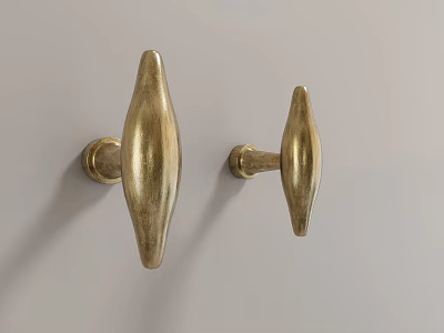 Sleek Gold Metal Cabinet Handles With Streamlined Design On Gray Background For Modern Decor 3d model