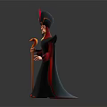 Mysterious Character In Black And Red Robe With Pointed Hat Holding Staff