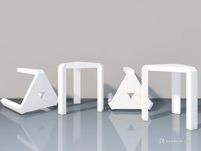 Modern White Swing Door Designs Featuring Geometric Shapes And Sleek Frames 3d model