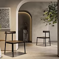 Elegant Modern Leisure Chairs With Side Table Green Plant And Decorative Art In Neutral Room