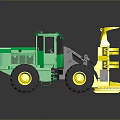 Green Functional Vehicle With Yellow Front Loader Large Tires And Cab 3d model