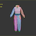 White Hooded Tracksuit With Green Waistband And Casual Sport Design