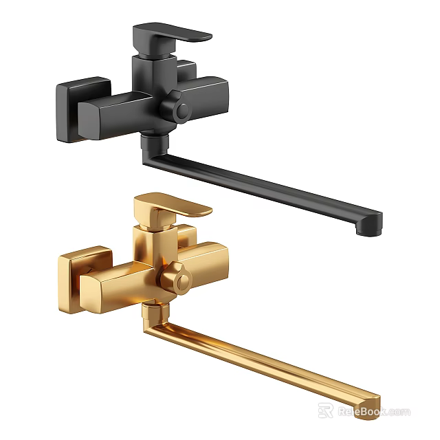 Modern Bathroom Faucets With Sleek Design In Matte Black And Gold Finishes 3d model 