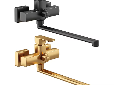 Modern Bathroom Faucets With Sleek Design In Matte Black And Gold Finishes 3d model