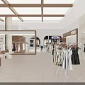 Spacious Modern Clothing Store Interior With Clothing Racks Fashion Apparel And Plant Decor