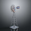 Sturdy Windmill Model Featuring Metal Structure Blades Tower Frame And Square Base