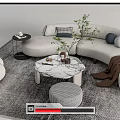 Modern Sofa Coffee Table Combination Multi-person Curved Sofa Single Sofa 3d model