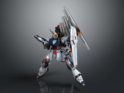 Mecha Robot Character With Mechanical Wings Armor And Weapon In Dynamic Pose 3d model