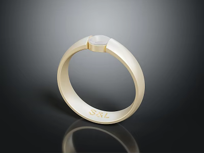 Elegant Gold Ring With White Gemstone And Engraved SOL Inside Minimalist Design 3d model
