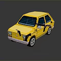 Yellow Pixel Art Small Car With Retro Design And Shiny Exterior