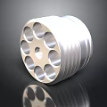 Silver Cylindrical Mechanical Component With Circular Holes And Smooth Surface 3d model